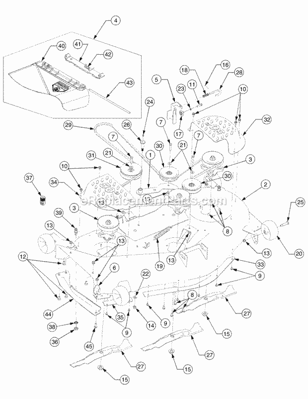 Mower Deck 50 Inch Diagram and Parts List for RZT50 17BA5A7P712, 17BA5A7P710, 17BA5A7P709 Cub Cadet Lawn Mower